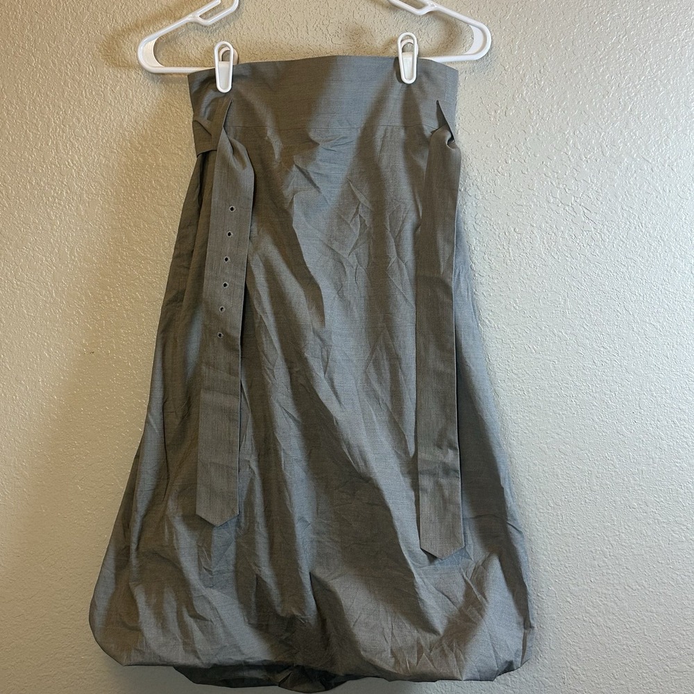 PAUW Amsterdam Gray 100 % Cotton High Waist Bubble Hem‎ Silk Mini Skirt Sz 1
